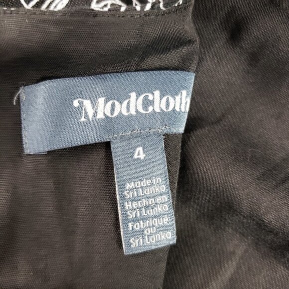 ModCloth Seashore Spectacular Linen Dress Womens 4 Black Sleeveless Fit Flare - Picture 11 of 14